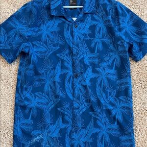 All in Motion Blue Leaf Print Kids Button Down Shirt